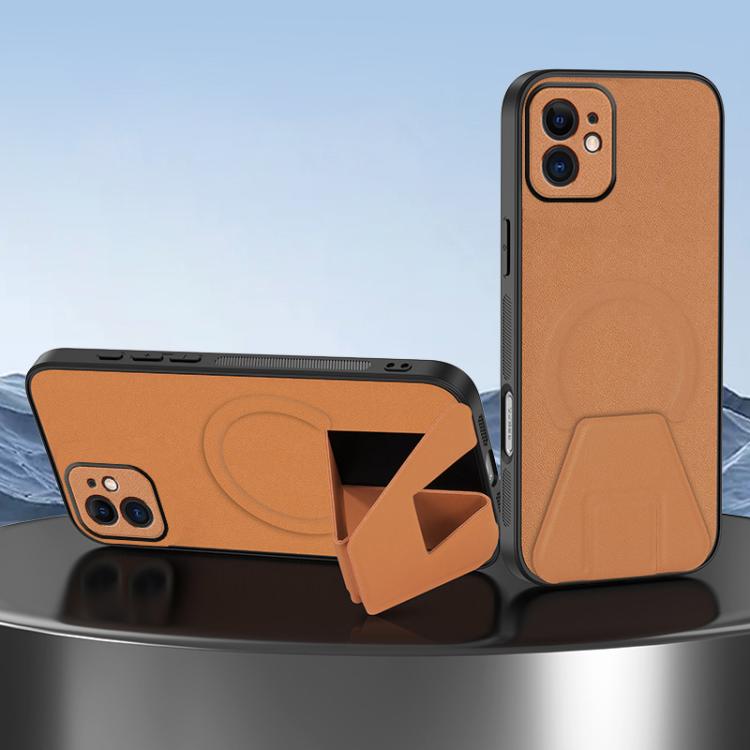 Sheepskin Texture MagSafe Magnetic Invisible Holder Integrated Phone Case, For iPhone 13 Pro, For iPhone 13, For iPhone 12, For iPhone 12 Pro Max, For iPhone 12 Pro