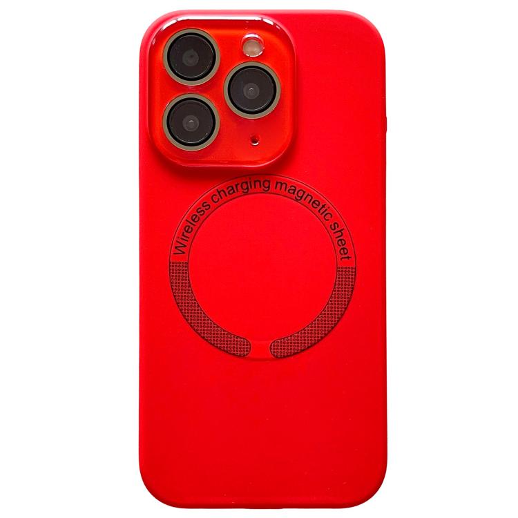 Small Window Acrylic Glass Lens MagSafe Silicone Phone Case, For iPhone 11 Pro