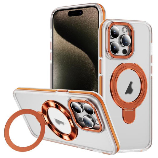 Two Color TPU Hybrid Acrylic MagSafe Magnetic Holder Phone Case, For iPhone 15 Pro Max, For iPhone 15 Pro, For iPhone 15 Plus, For iPhone 15