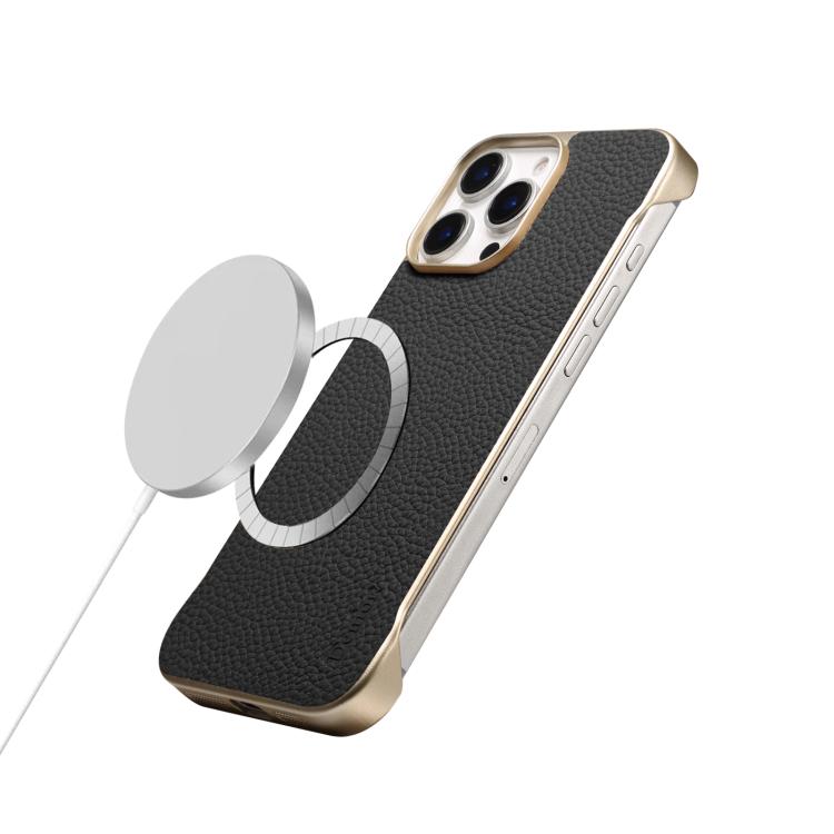 Denior A20 Genuine Leather Litchi Texture MagSafe Frameless Phone Case, For iPhone 14 / 13, For iPhone 14 Pro, For iPhone 14 Pro Max
