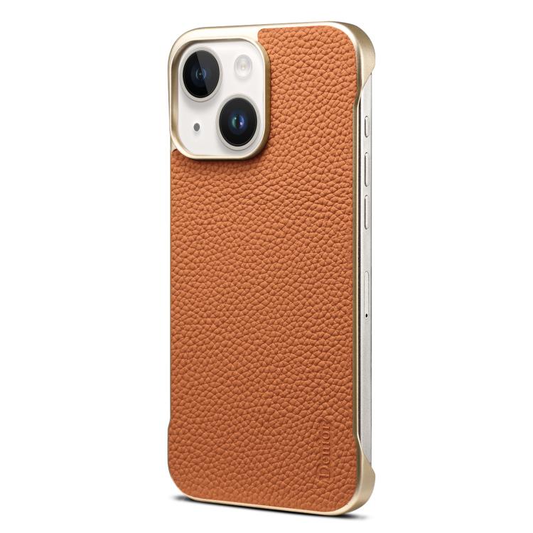 Denior A20 Genuine Leather Litchi Texture MagSafe Frameless Phone Case, For iPhone 14 / 13, For iPhone 14 Pro, For iPhone 14 Pro Max