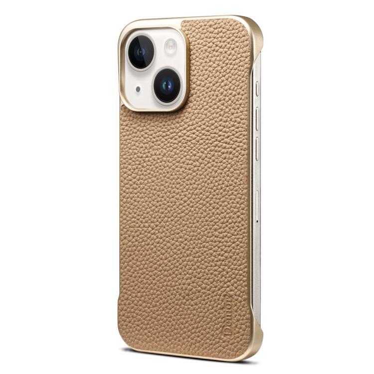 Denior A20 Genuine Leather Litchi Texture MagSafe Frameless Phone Case, For iPhone 14 / 13, For iPhone 14 Pro, For iPhone 14 Pro Max