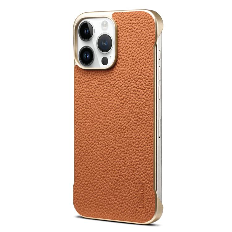 Denior A20 Genuine Leather Litchi Texture MagSafe Frameless Phone Case, For iPhone 14 / 13, For iPhone 14 Pro, For iPhone 14 Pro Max