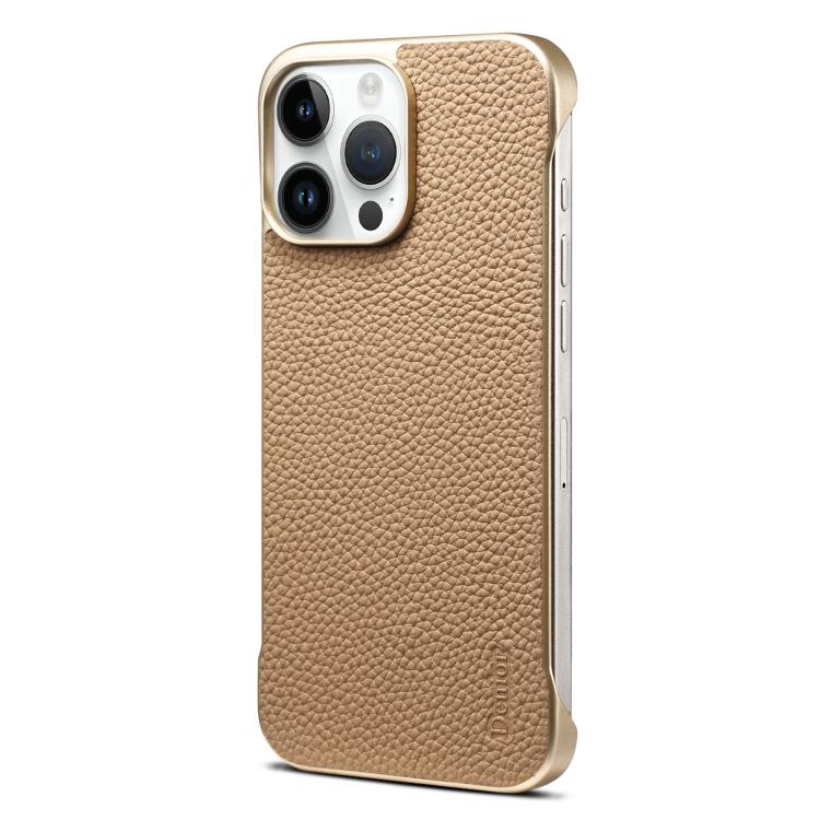 Denior A20 Genuine Leather Litchi Texture MagSafe Frameless Phone Case, For iPhone 14 / 13, For iPhone 14 Pro, For iPhone 14 Pro Max