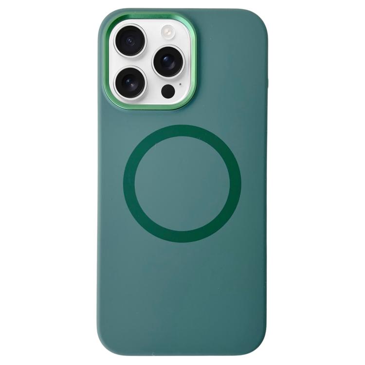 Metal Frame Liquid Silicone MagSafe Phone Case, For iPhone 15 Pro Max, For iPhone 15 Pro