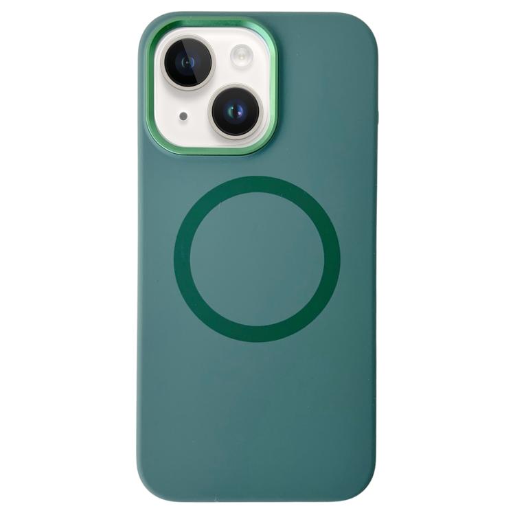 Metal Frame Liquid Silicone MagSafe Phone Case, For iPhone 15 Plus / 14 Plus, For iPhone 15