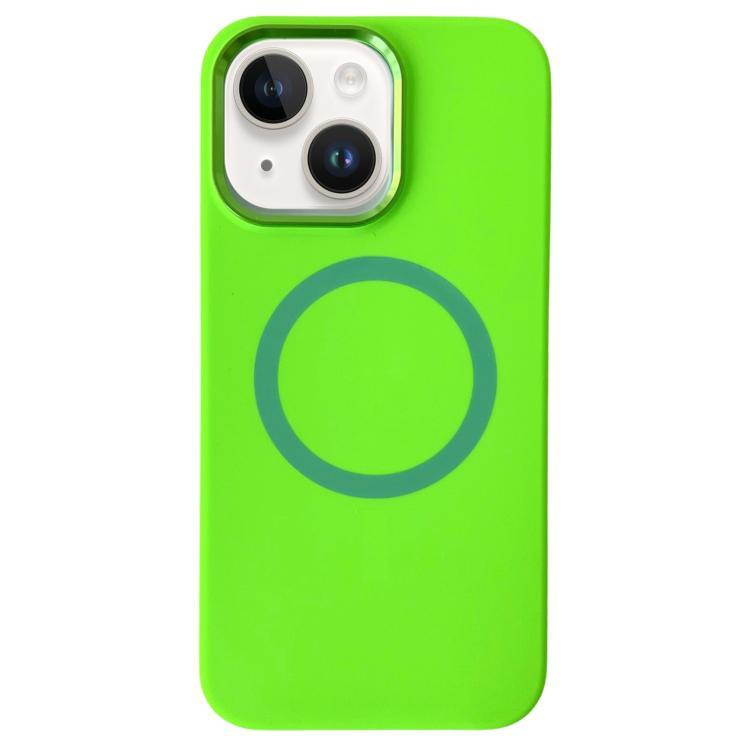 Metal Frame Liquid Silicone MagSafe Phone Case, For iPhone 15 Plus / 14 Plus, For iPhone 15