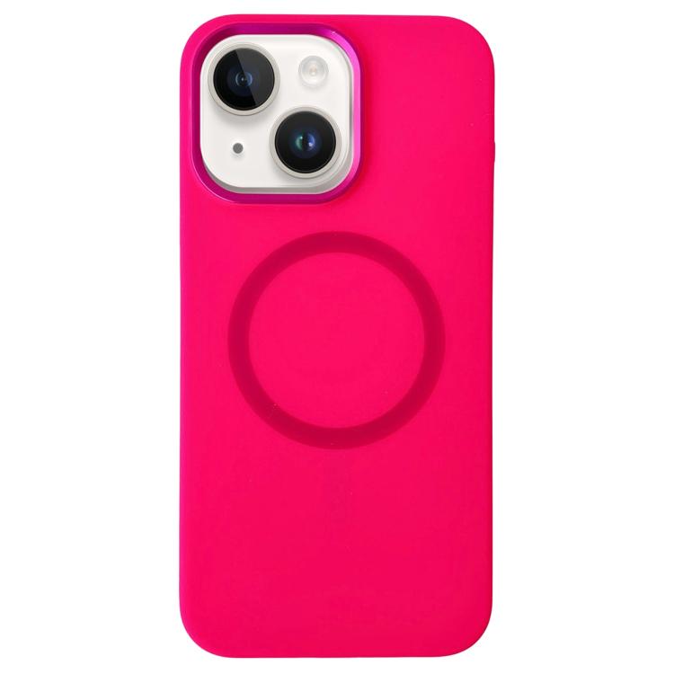 Metal Frame Liquid Silicone MagSafe Phone Case, For iPhone 15 Plus / 14 Plus, For iPhone 15