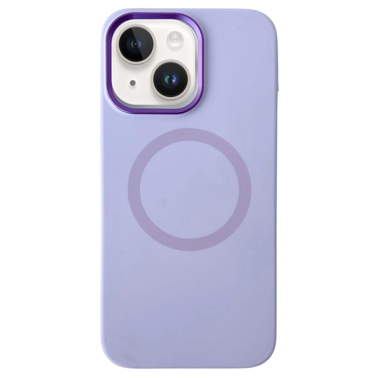 Metal Frame Liquid Silicone MagSafe Phone Case, For iPhone 15 Plus / 14 Plus, For iPhone 15