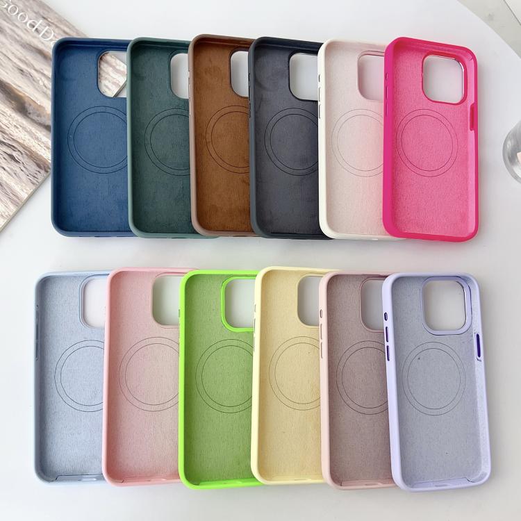 Metal Frame Liquid Silicone MagSafe Phone Case, For iPhone 15 Pro Max, For iPhone 15 Pro