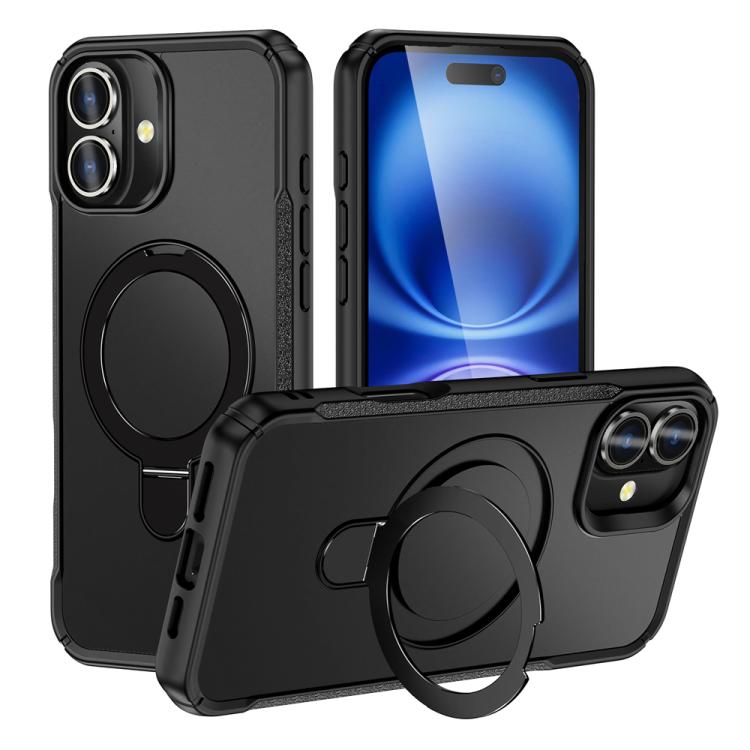 Skin Feel Magnetic Holder MagSafe Phone Case, For iPhone 16e, For iPhone 16 Pro Max, For iPhone 16 Pro, For iPhone 16 Plus