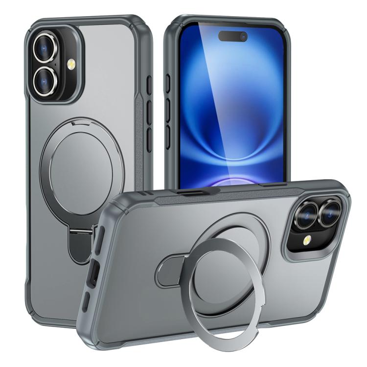 Skin Feel Magnetic Holder MagSafe Phone Case, For iPhone 16e, For iPhone 16 Pro Max, For iPhone 16 Pro, For iPhone 16 Plus