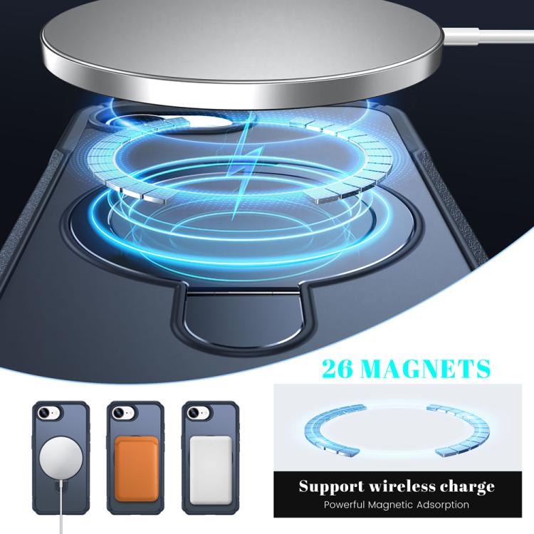 Skin Feel Magnetic Holder MagSafe Phone Case, For iPhone 16e, For iPhone 16 Pro Max, For iPhone 16 Pro, For iPhone 16 Plus