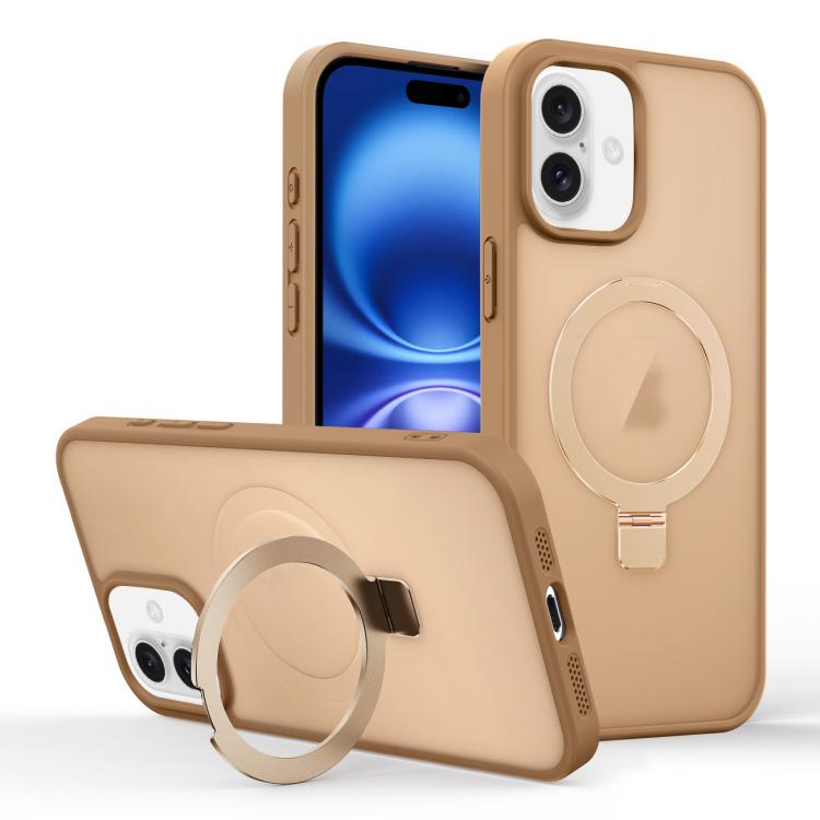 Skin-feel Ring MagSafe Holder Phone Case, For iPhone 16 Pro Max, For iPhone 16 Pro, For iPhone 16 Plus, For iPhone 16