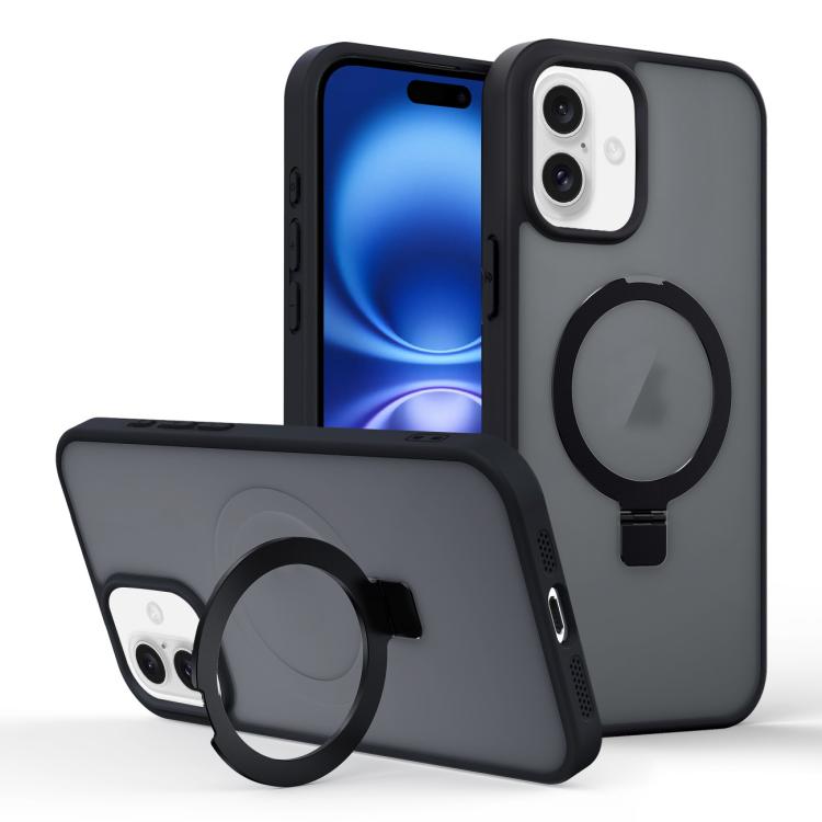 Skin-feel Ring MagSafe Holder Phone Case, For iPhone 16 Pro Max, For iPhone 16 Pro, For iPhone 16 Plus, For iPhone 16