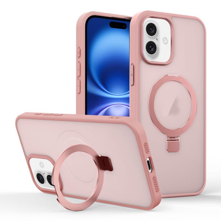 Skin-feel Ring MagSafe Holder Phone Case, For iPhone 16 Pro Max, For iPhone 16 Pro, For iPhone 16 Plus, For iPhone 16