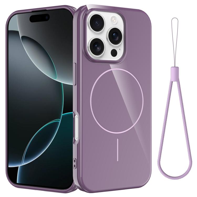 Glossy TPU Shockproof MagSafe Phone Case with Lanyard, For iPhone 16e, For iPhone 16 Pro Max, For iPhone 16 Pro, For iPhone 16 Plus