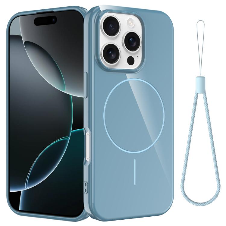 Glossy TPU Shockproof MagSafe Phone Case with Lanyard, For iPhone 16e, For iPhone 16 Pro Max, For iPhone 16 Pro, For iPhone 16 Plus