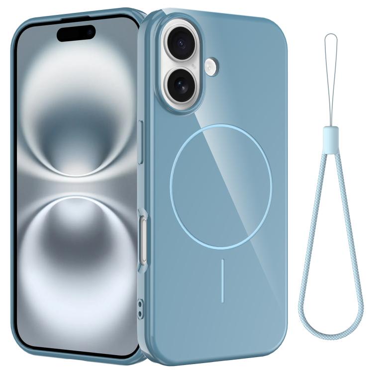 Glossy TPU Shockproof MagSafe Phone Case with Lanyard, For iPhone 16e, For iPhone 16 Pro Max, For iPhone 16 Pro, For iPhone 16 Plus
