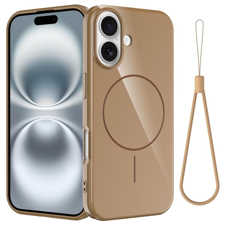 Glossy TPU Shockproof MagSafe Phone Case with Lanyard, For iPhone 16e, For iPhone 16 Pro Max, For iPhone 16 Pro, For iPhone 16 Plus