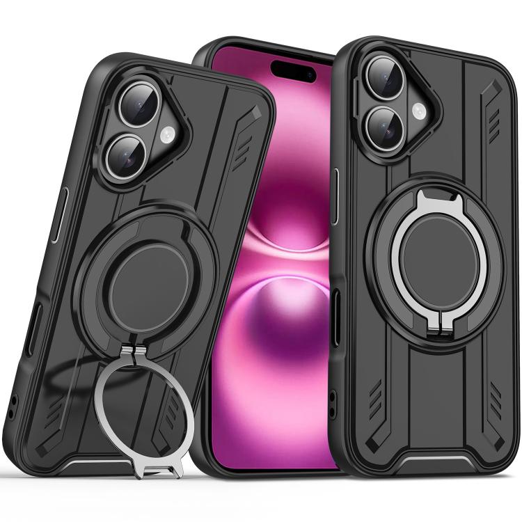 Rotating Ring Holder Magnetic MagSafe Phone Case, For iPhone 16e, For iPhone 16 Pro Max, For iPhone 16 Pro, For iPhone 16 Plus