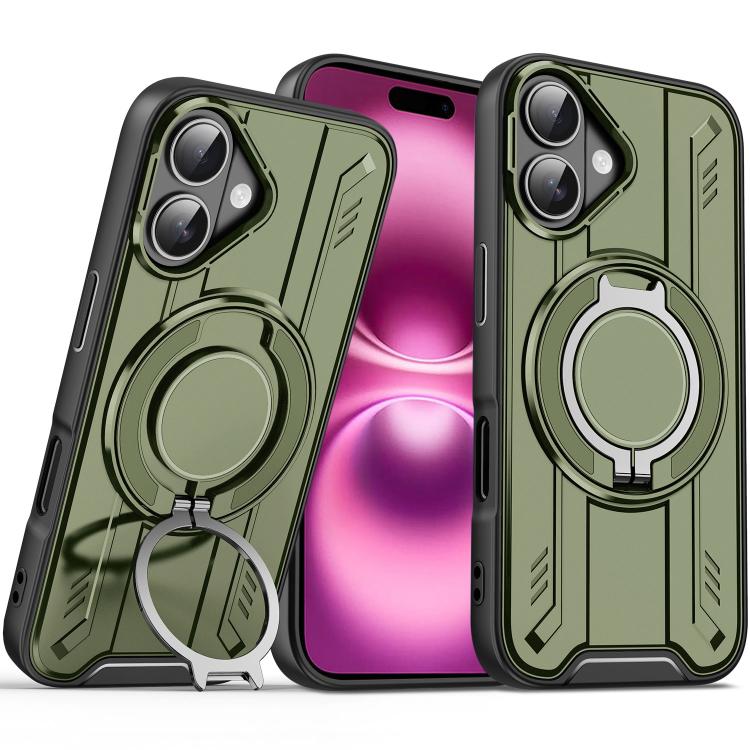 Rotating Ring Holder Magnetic MagSafe Phone Case, For iPhone 16e, For iPhone 16 Pro Max, For iPhone 16 Pro, For iPhone 16 Plus