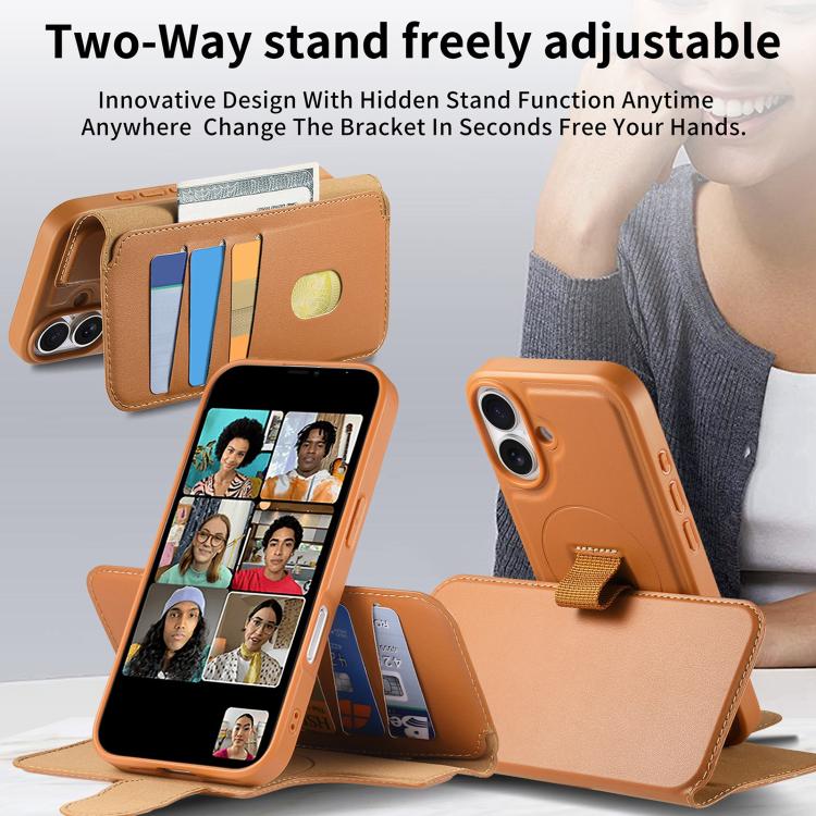 CaseNeo Finger Grip Strap MagSafe Leather Phone Case