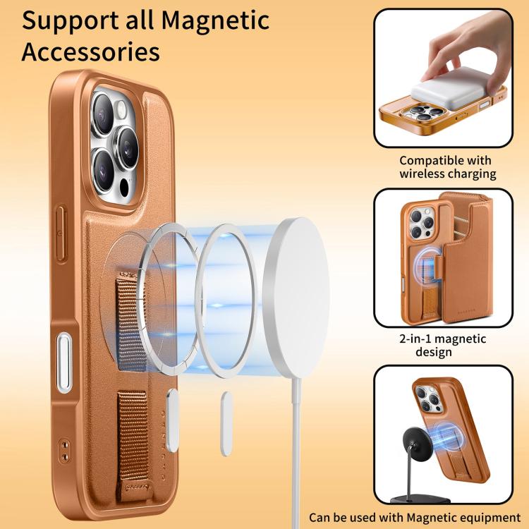 CaseNeo Finger Grip Strap MagSafe Leather Phone Case
