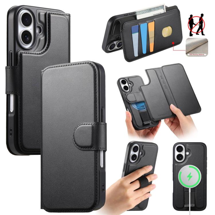 CaseNeo Finger Grip Strap MagSafe Leather Phone Case