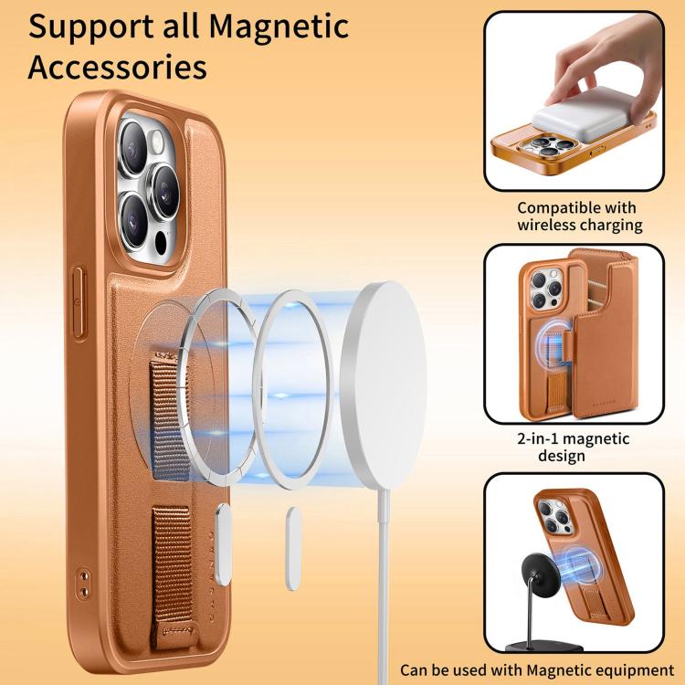 CaseNeo Finger Grip Strap MagSafe Leather Phone Case