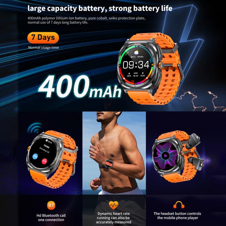 HAMTOD GT98 Headphones Smart Watch,1.53 inch, Support Bluetooth Call / NFC / Heart Rate