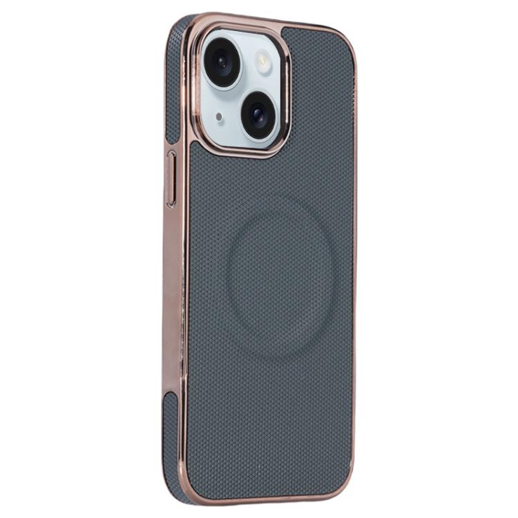 Electroplating Soft Side Sticker Leather MagSafe Phone Case, For iPhone 16, For iPhone 15 Pro Max, For iPhone 15 Pro, For iPhone 15 Plus