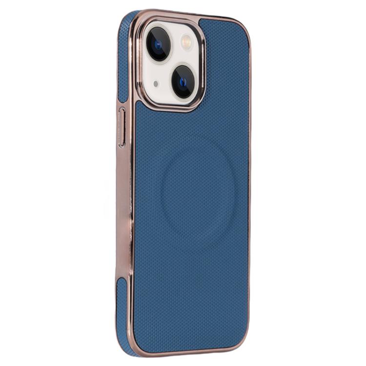 Electroplating Soft Side Sticker Leather MagSafe Phone Case, For iPhone 15, For iPhone 14 Plus, For iPhone 14, For iPhone 14 Pro
