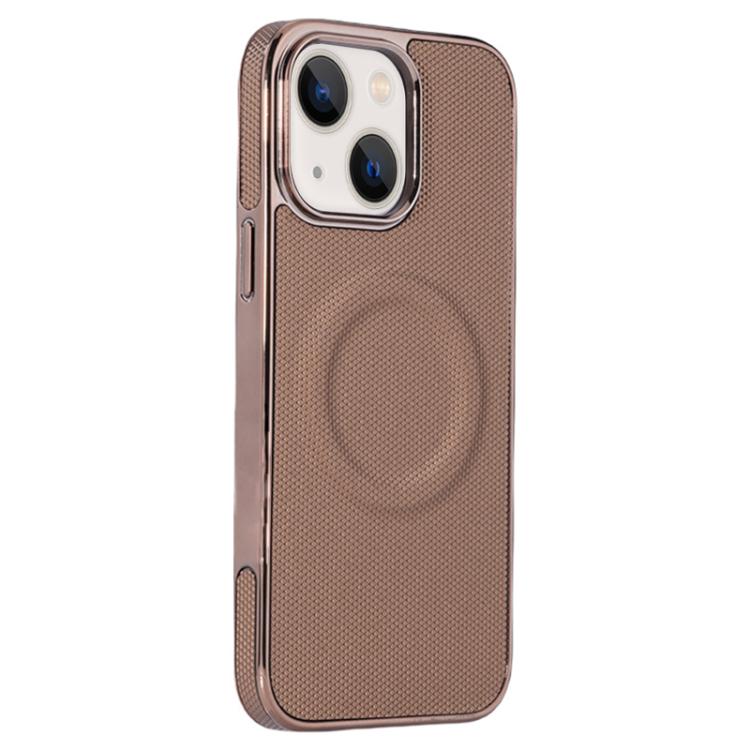 Electroplating Soft Side Sticker Leather MagSafe Phone Case, For iPhone 15, For iPhone 14 Plus, For iPhone 14, For iPhone 14 Pro