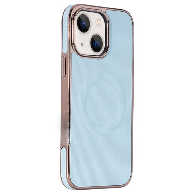 Electroplating Soft Side Sticker Leather MagSafe Phone Case, For iPhone 15, For iPhone 14 Plus, For iPhone 14, For iPhone 14 Pro