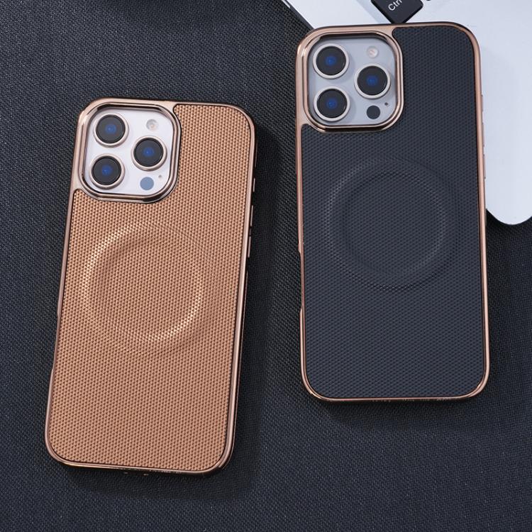 Electroplating Soft Side Sticker Leather MagSafe Phone Case, For iPhone 16, For iPhone 15 Pro Max, For iPhone 15 Pro, For iPhone 15 Plus