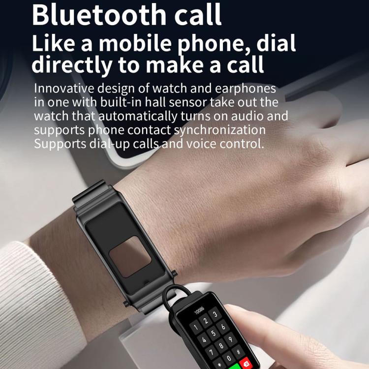 K80 1.57 inch Steel Band IP67 Earphone Detachable Smart Watch, Support Bluetooth Call, Steel Band (Black), Steel Band (Silver), Steel Band (Gold)