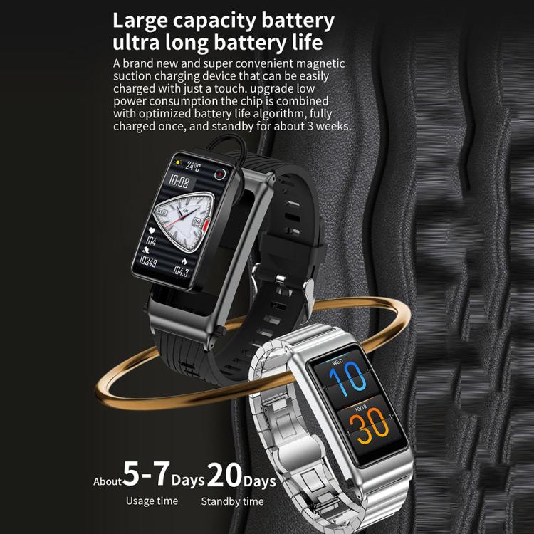 K80 1.57 inch Steel Band IP67 Earphone Detachable Smart Watch, Support Bluetooth Call, Steel Band (Black), Steel Band (Silver), Steel Band (Gold)