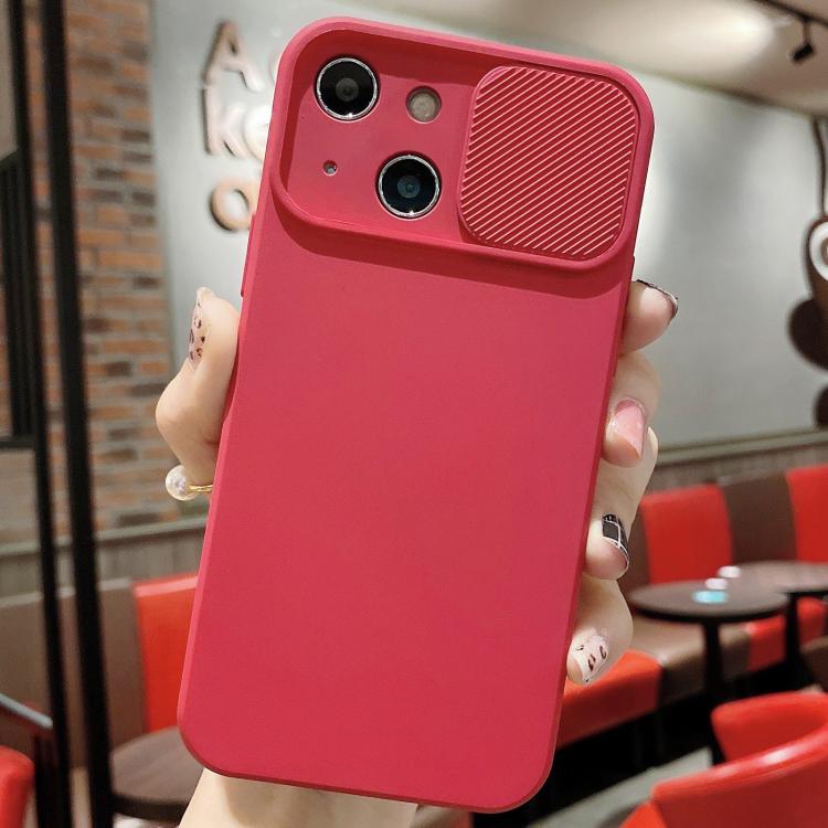 Slid Camera Shield Liquid Silicone TPU Phone Case, For iPhone 15 Pro, For iPhone 15 Plus, For iPhone 15