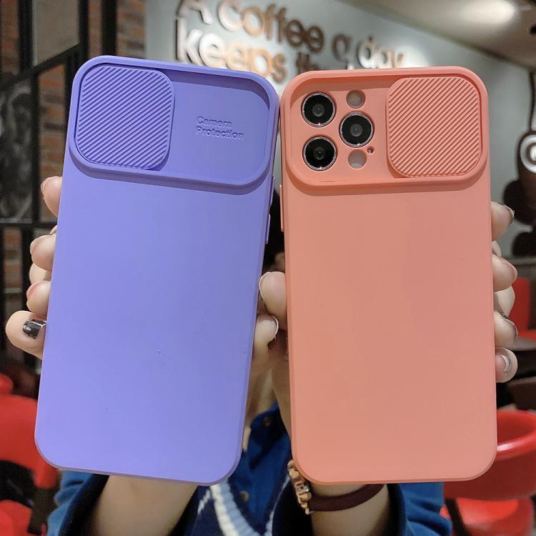 Slid Camera Shield Liquid Silicone TPU Phone Case, For iPhone 15 Pro, For iPhone 15 Plus, For iPhone 15