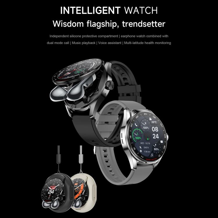 D9 1.46 inch 2 in 1 Bluetooth Earphone Smart Watch, Support Bluetooth Call / NFC / Heart Rate, D9 (Silver), D9 (Black)