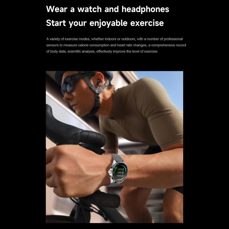 D9 1.46 inch 2 in 1 Bluetooth Earphone Smart Watch, Support Bluetooth Call / NFC / Heart Rate, D9 (Silver), D9 (Black)
