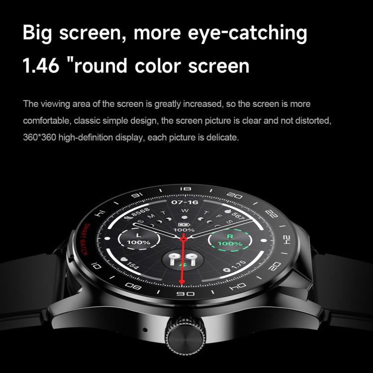 D9 1.46 inch 2 in 1 Bluetooth Earphone Smart Watch, Support Bluetooth Call / NFC / Heart Rate, D9 (Silver), D9 (Black)