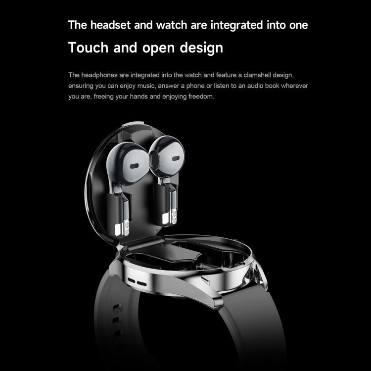 D9 1.46 inch 2 in 1 Bluetooth Earphone Smart Watch, Support Bluetooth Call / NFC / Heart Rate, D9 (Silver), D9 (Black)