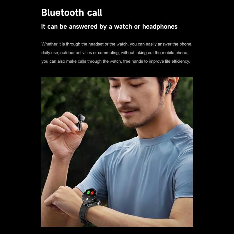 D9 1.46 inch 2 in 1 Bluetooth Earphone Smart Watch, Support Bluetooth Call / NFC / Heart Rate, D9 (Silver), D9 (Black)