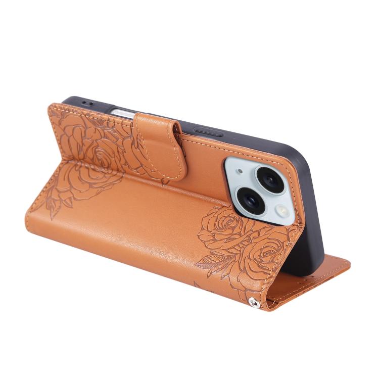 Rose Flower Embossed 3-Card Slots Leather Phone Case