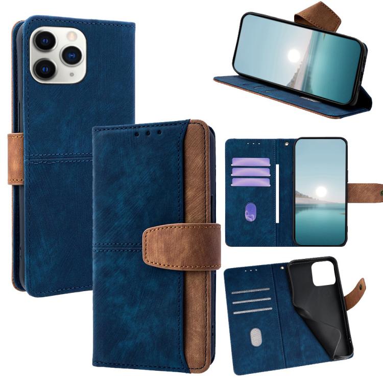 Color Stitching Skin Feel Leather RFID Blocking Phone Case, For iPhone 11 Pro