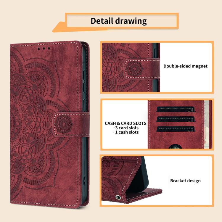 Mandala Embossed Retro Frosted Leather Phone Case