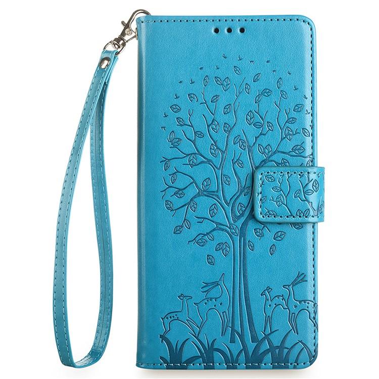 Tree & Deer Embossed Leather Phone Case, For iPhone 16e