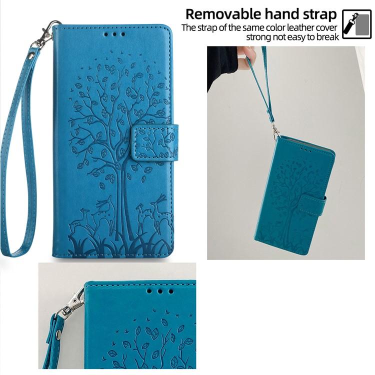 Tree & Deer Embossed Leather Phone Case, For iPhone 16e